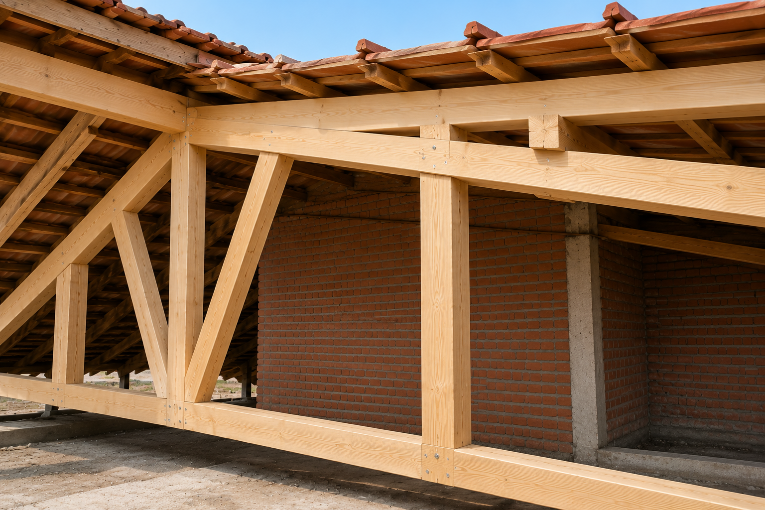 estructura de madera reparada